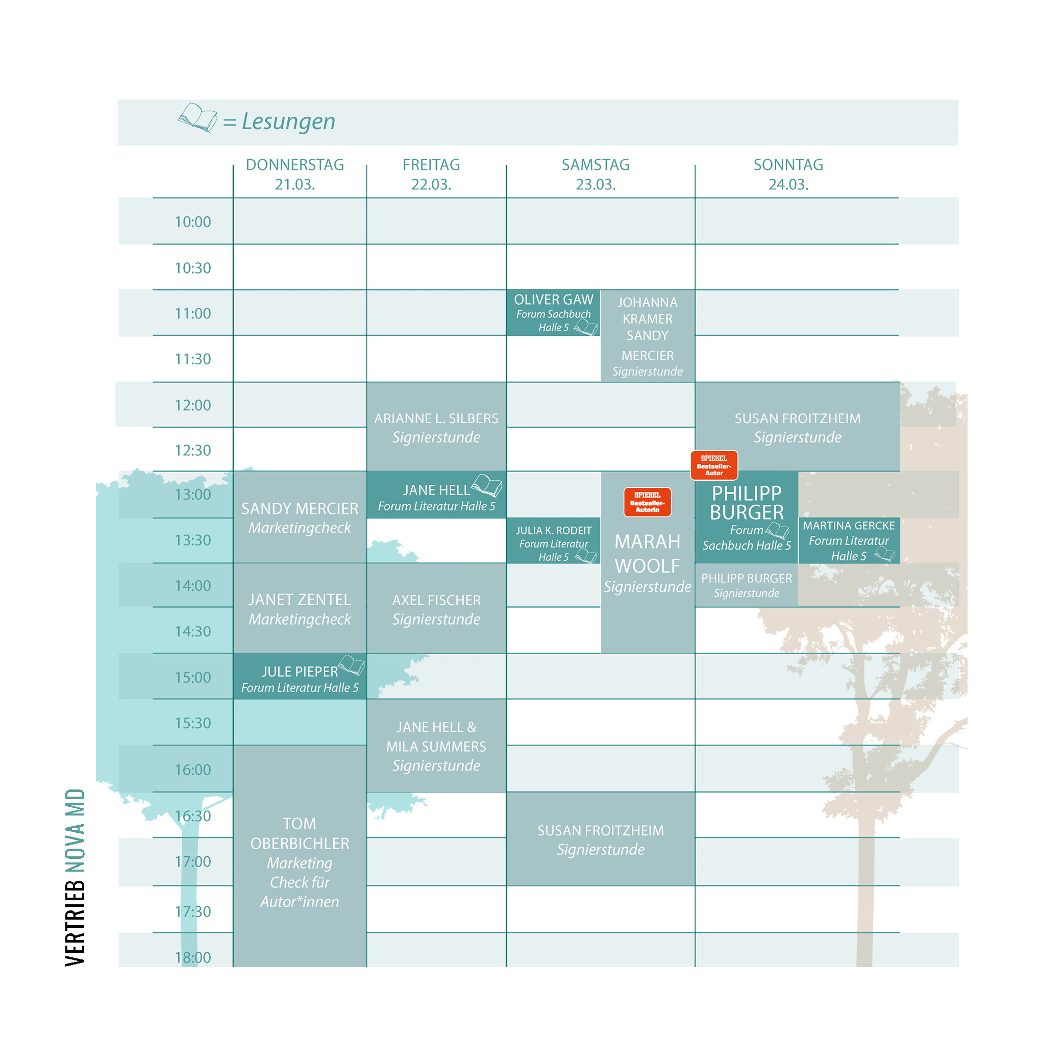 Zeitplan für das Programm auf der Leipziger Buchmesse 2024