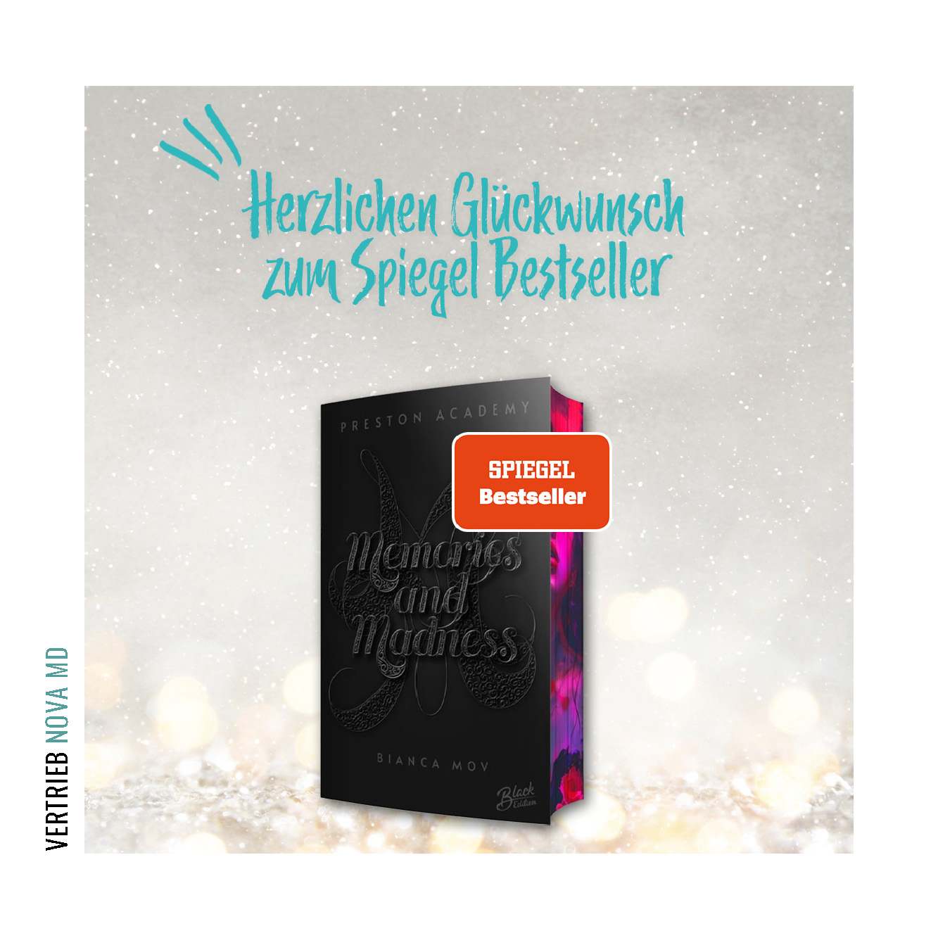 SPIEGEL Bestseller für "Memories and Madness" von Bianca Mov mit Darstellung des Covers und der Auszeichnung