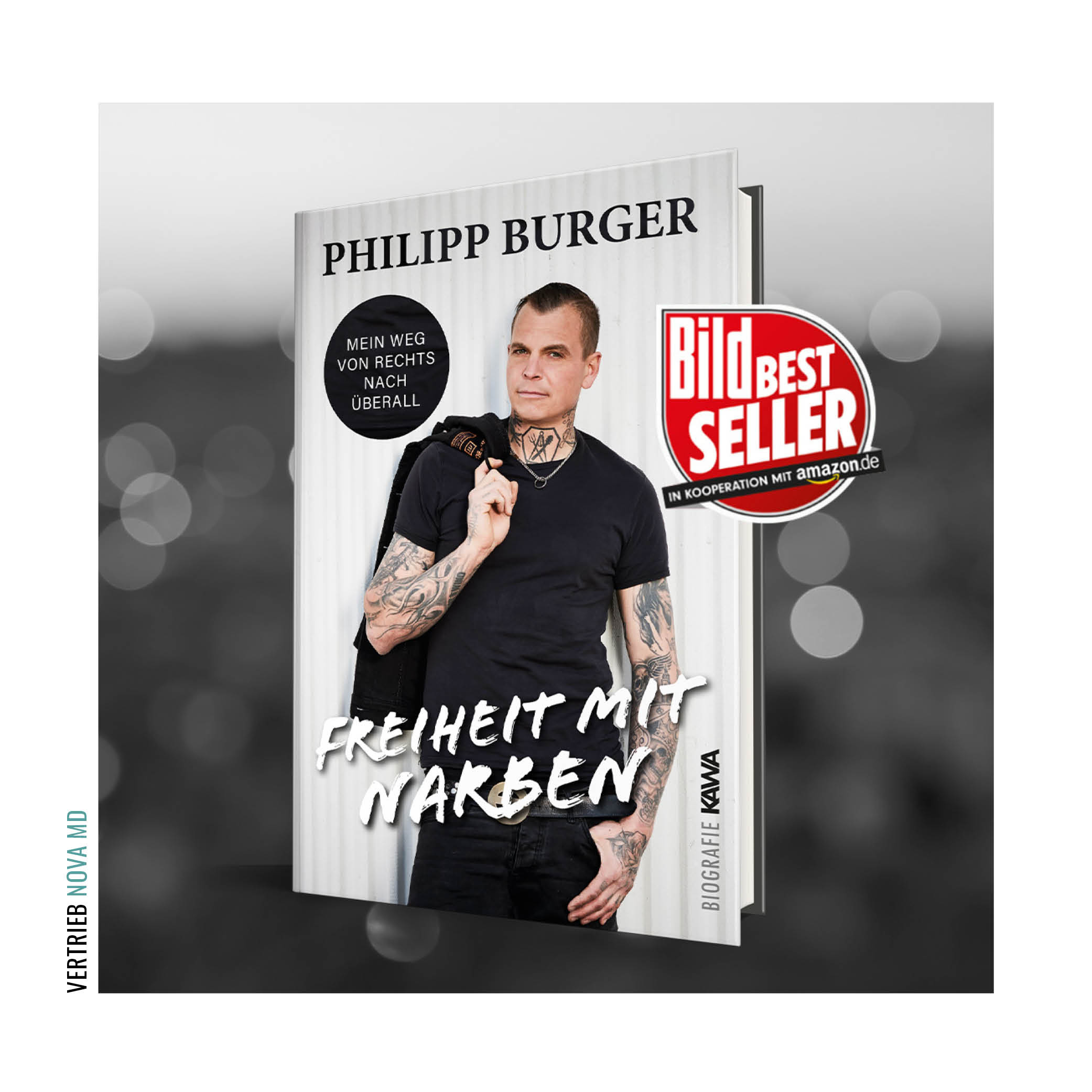 Buchcover  "Freiheit mit Narben:  Mein Weg von rechts nach überall" mit BILD Bestseller Auszeichnung