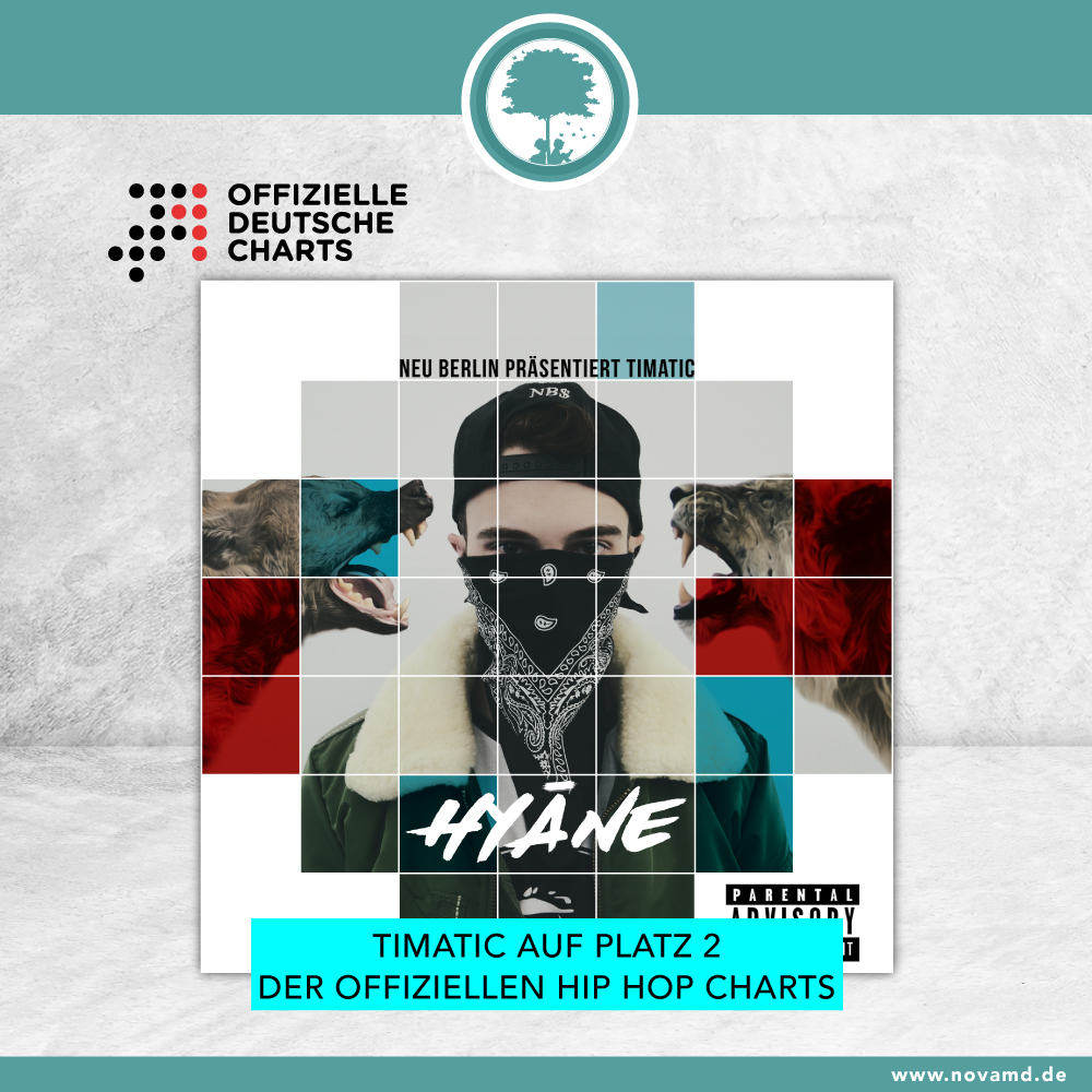 Timatic steigt mit Album "Hyäne" auf Platz 2 der deutschen Hip Hop Charts ein